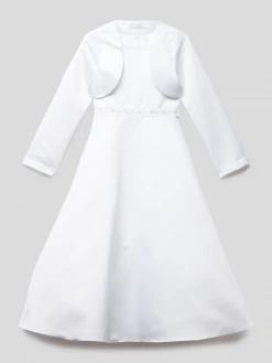 Angebote ❤️ Happy 👧 Girls Kleid Mit Zierbesatz - Weiß ❤️