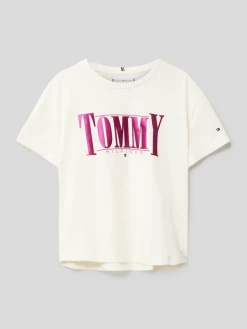 Bestes Angebot ⌛ Tommy Hilfiger Teens T-Shirt Mit Label-Print Modell 'SATEEN' - Ecru 👍