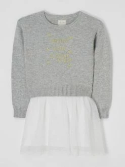 Neu 😀 Guess Kleid Mit Woll-Anteil - Mittelgrau Meliert 👏