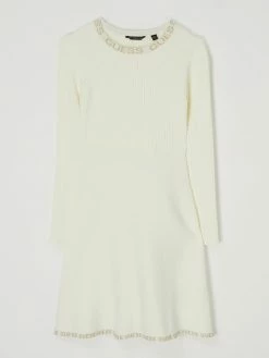 Budget 😍 Guess Strickkleid Mit Logos - Offwhite 🌟