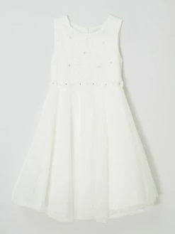 Billig 👍 Happy 👧 Girls Kleid Aus Tüll Und Spitze - Offwhite ⌛