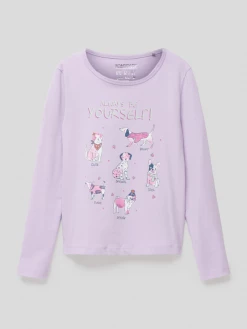 Neu 🔔 Staccato Longsleeve Mit Statement- Und Motiv-Print Modell 'LT Juli' - Flieder 👍