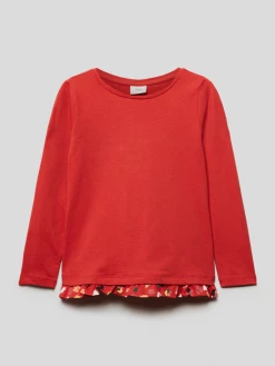 Am billigsten 👍 S.Oliver RED LABEL Longsleeve Mit Rüschenbesatz - Rot 🥰