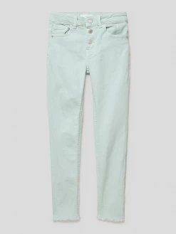 Billig 🎁 Mango Slim Fit 👖 Jeans Im Cropped Design - Mint 💯