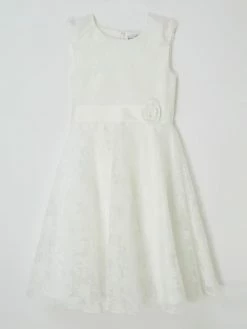 Besorgen 🔔 Happy 👧 Girls Kleid Mit Floralem Muster - Offwhite ⭐