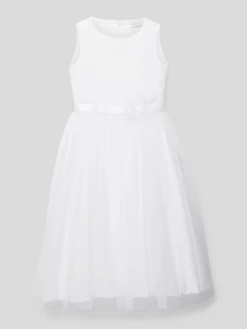 Am billigsten 🎉 Weise Kommunionskleid Mit Spitzenbesatz - Weiß 🔥