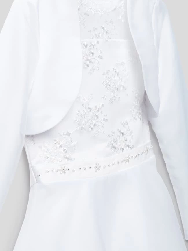 Schlussverkauf 🔔 Happy 👧 Girls Kleid Mit Zierbesatz - Weiß 🤩 4 Schlussverkauf 🔔 Happy 👧 Girls Kleid Mit Zierbesatz - Weiß 🤩 – Bild 2