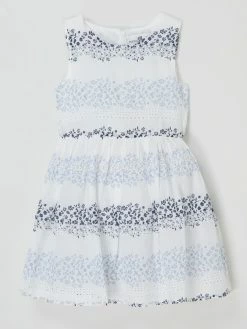 Großhandel ⌛ Happy 👧 Girls Kleid Mit Lochstickerei - Bleu 🥰