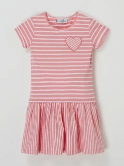 Am billigsten ❤️ Happy 👧 Girls Kleid Mit Streifenmuster - Apricot 😀