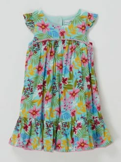 Neu ⌛ Happy 👧 Girls Kleid Aus Viskose - Türkis 😀