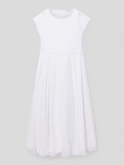 Bestpreis 🔔 Weise Kommunionskleid Mit Spitzenbesatz - Weiß 🤩