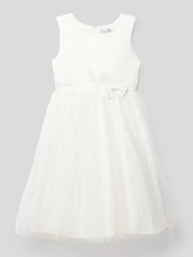 Billig 🎉 Happy 👧 Girls Kleid Mit Schleifen-Detail - Ecru 🤩 3 Billig 🎉 Happy 👧 Girls Kleid Mit Schleifen-Detail - Ecru 🤩