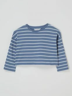 Brandneu 👏 Mango Longsleeve Aus Baumwolle Modell 'Stripes' - Rauchblau 🔔