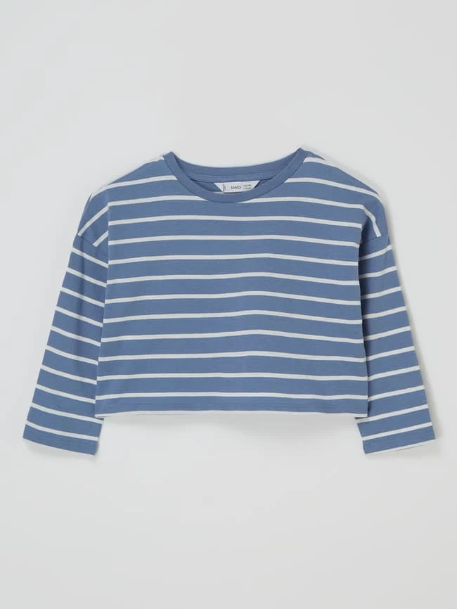 Brandneu 👏 Mango Longsleeve Aus Baumwolle Modell 'Stripes' - Rauchblau 🔔 3 Brandneu 👏 Mango Longsleeve Aus Baumwolle Modell 'Stripes' - Rauchblau 🔔