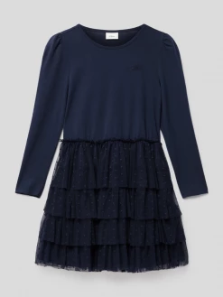 Top 10 🔔 S.Oliver RED LABEL Jerseykleid Mit Tüll-Besatz - Marineblau ⌛