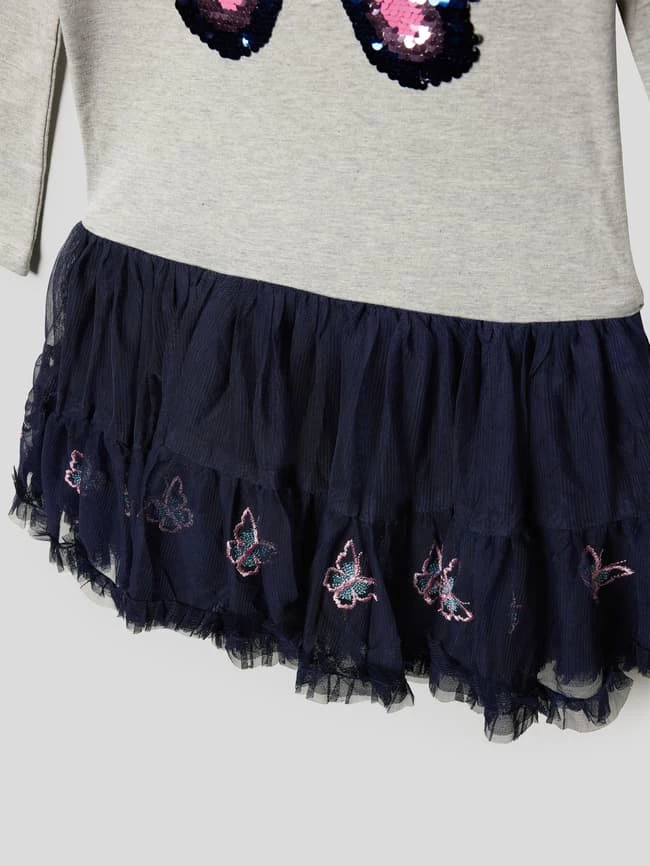 Aktion 🔥 Happy 👧 Girls Jerseykleid Mit Tüllrock - Mittelgrau Meliert ✨ 4 Aktion 🔥 Happy 👧 Girls Jerseykleid Mit Tüllrock - Mittelgrau Meliert ✨ – Bild 2