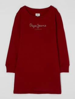 Besorgen 💯 Pepe 👖 Jeans Sweatkleid Mit Strasssteinen Modell 'Nurti' - Rot 🔥