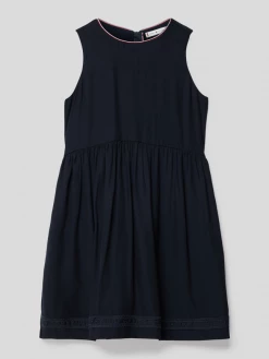 Rabatt ⭐ Tommy Hilfiger Teens Kleid Mit Spitzenbesatz Mit Label-Details - Marineblau 🥰