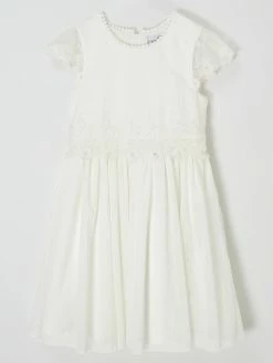 Besorgen 😍 Happy 👧 Girls Kleid Mit Strasssteinen - Offwhite ✨