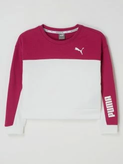 Billig 💯 Puma Relaxed Fit Cropped Sweatshirt Mit Logo - Fuchsia 💯