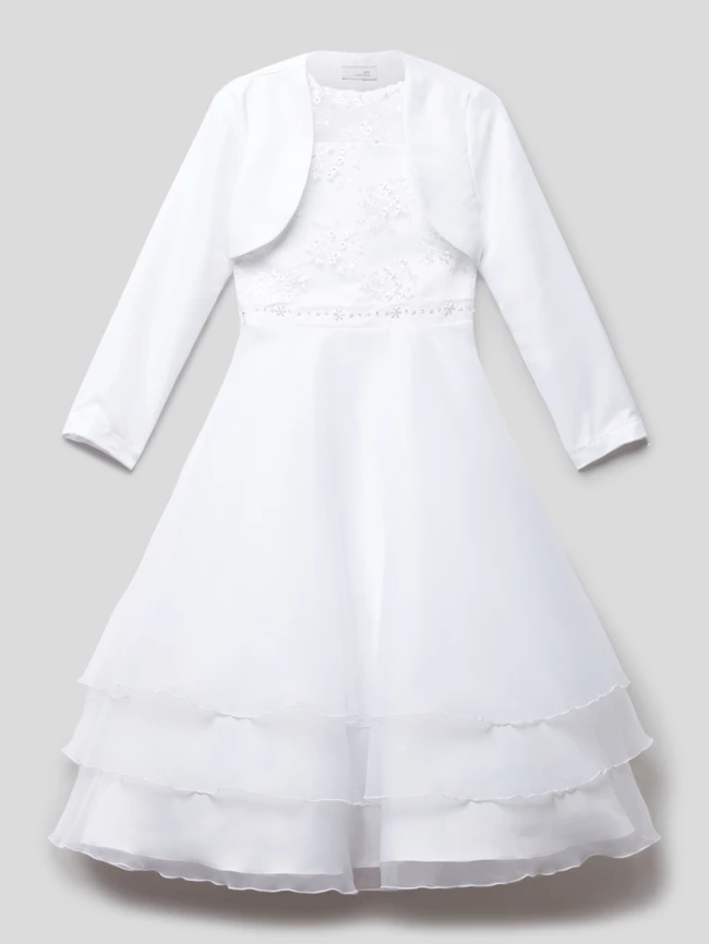 Schlussverkauf 🔔 Happy 👧 Girls Kleid Mit Zierbesatz - Weiß 🤩 3 Schlussverkauf 🔔 Happy 👧 Girls Kleid Mit Zierbesatz - Weiß 🤩