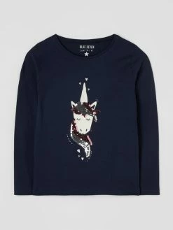 Bester Verkauf ❤️ Blue Seven Longsleeve Mit Wendepailletten - Marineblau ✔️