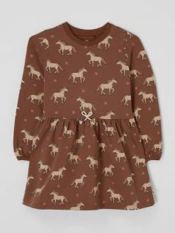 Auslauf 🛒 Basefield Sweatkleid Mit Allover-Muster - Mittelbraun 😍