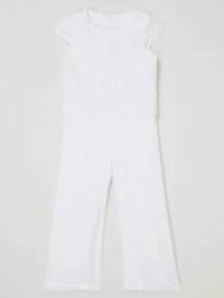 Angebote 😀 Monny Jumpsuit Aus Spitze Und Chiffon - Weiß 🔥