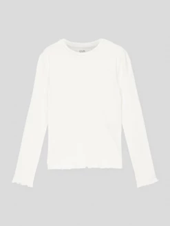 Billig 🎉 OVS Longsleeve Mit Muschelsaum - Weiß 🛒