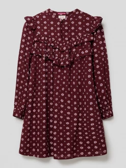 Besorgen 💯 Scotch & Soda Kleid Mit Floralem Allover-Muster - Bordeaux Rot ✔️