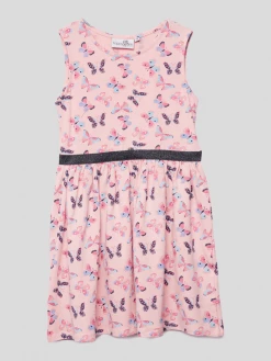 Angebote 🤩 Happy 👧 Girls Kleid Mit Allover-Muster - Hellrosa 🎁