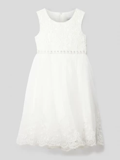 Schlussverkauf 💯 Happy 👧 Girls Kommunionskleid Mit Spitzenbesatz - Offwhite ✔️