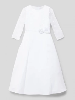 Billig 😉 Happy 👧 Girls Kommunionskleid Mit Floralem Detail - Weiß 🧨