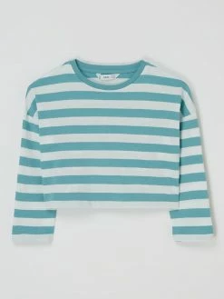 Besorgen 🛒 Mango Longsleeve Aus Baumwolle Modell 'Stripes' - Helltürkis 🎉
