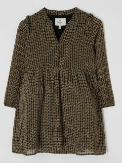 Aktion 🔥 Pepe 👖 Jeans Kleid Mit Floralem Muster Modell 'Zaelia' - Olivgrün 🧨