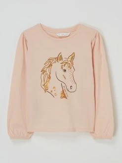 Neu 🥰 Mango Longsleeve Mit Pailletten Modell 'Horse' - Hellrosa 🌟